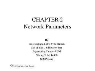 CHAPTER 2 Network Parameters