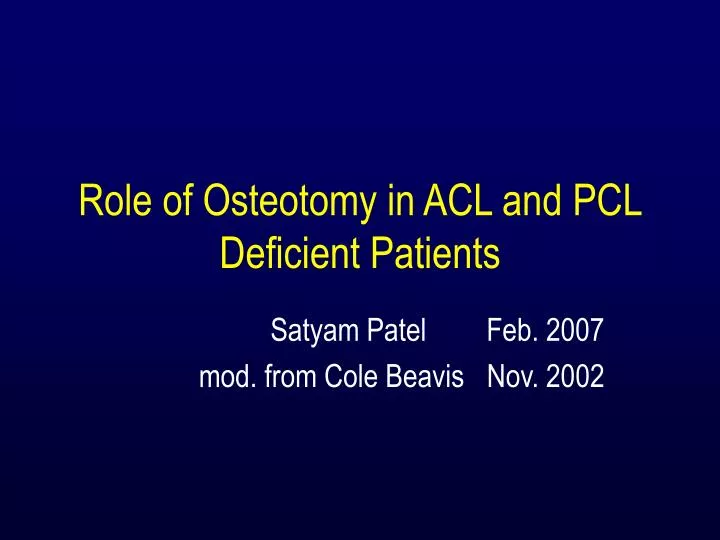role of osteotomy in acl and pcl deficient patients