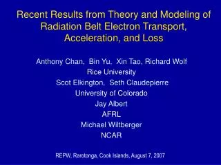 Recent Results from Theory and Modeling of Radiation Belt Electron Transport, Acceleration, and Loss