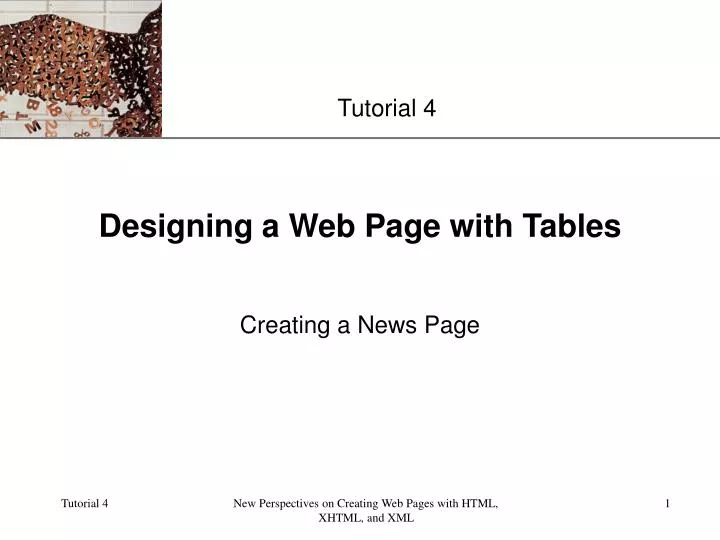 designing a web page with tables