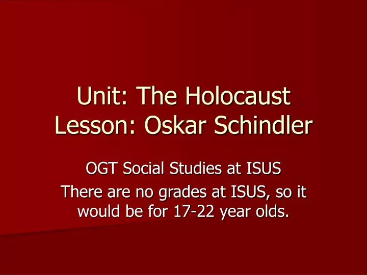 unit the holocaust lesson oskar schindler