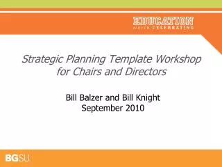 Strategic Planning Template Workshop for Chairs and Directors