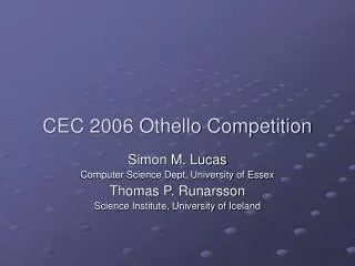 CEC 2006 Othello Competition