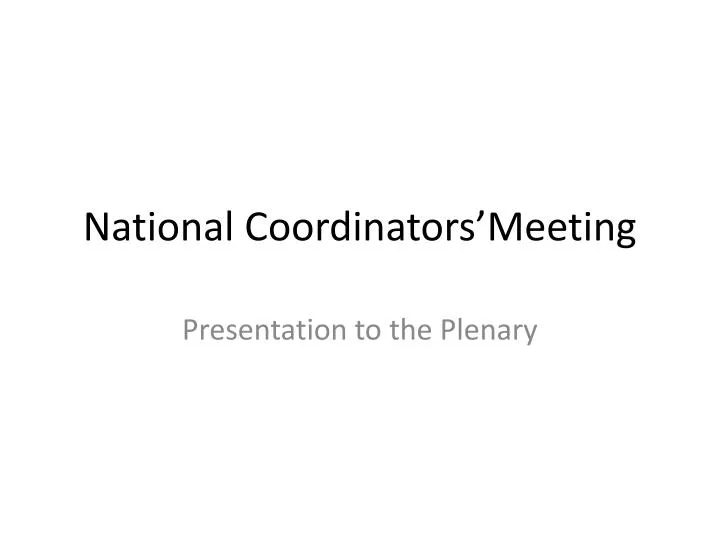 national coordinators meeting