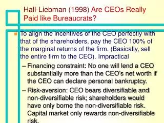Hall-Liebman (1998) Are CEOs Really Paid like Bureaucrats?
