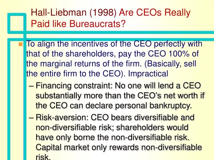 hall liebman 1998 are ceos really paid like bureaucrats