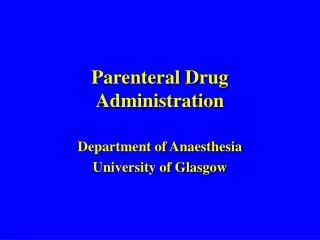 Parenteral Drug Administration