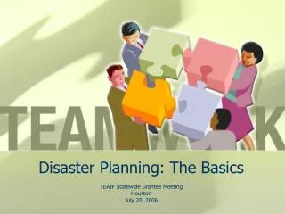Disaster Planning: The Basics