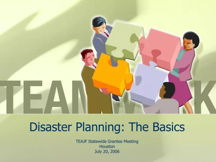 disaster planning the basics
