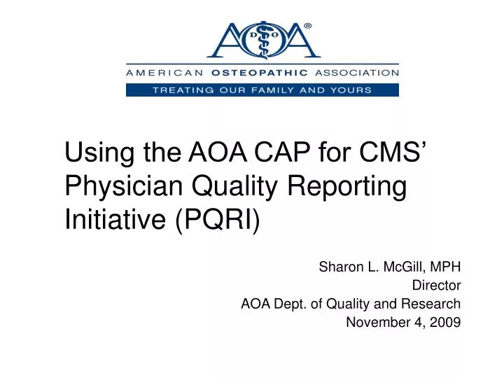 using the aoa cap for cms physician quality reporting initiative pqri