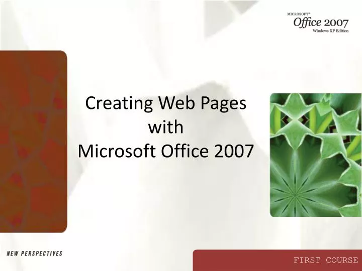 creating web pages with microsoft office 2007