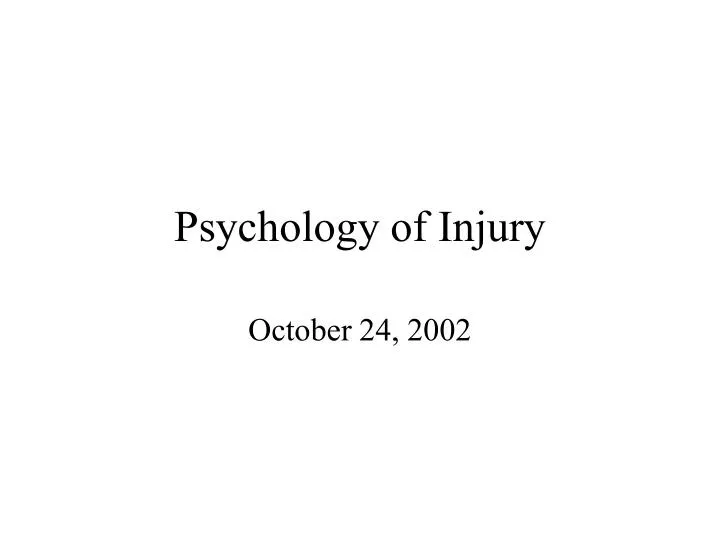 psychology of injury