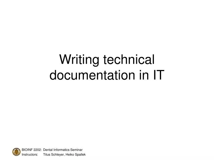 writing technical documentation in it
