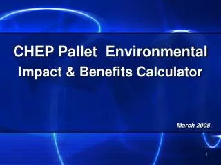 CHEP Pallet Environmental Impact &amp; Benefits Calculator