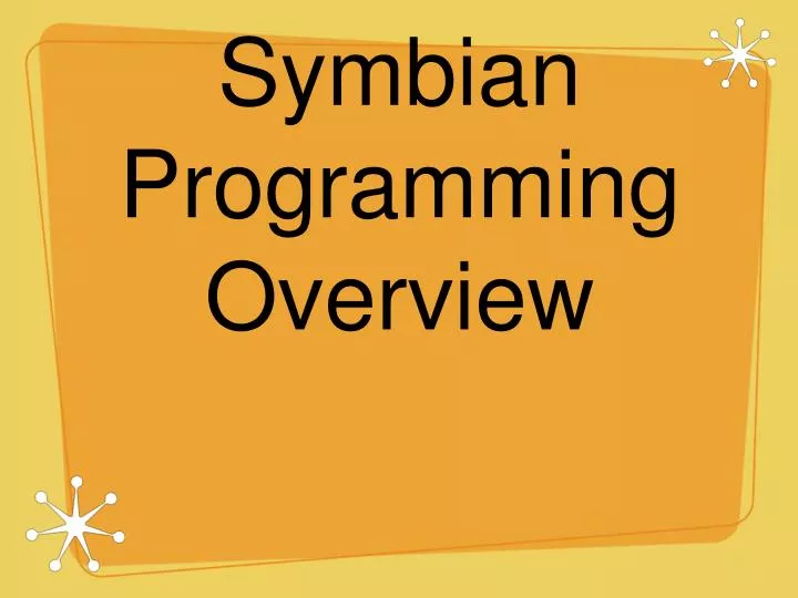 symbian programming overview