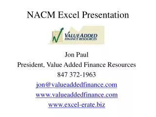 NACM Excel Presentation