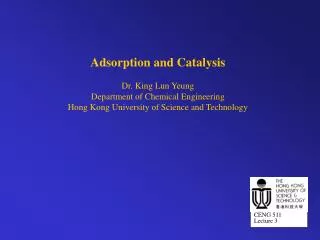 Adsorption and Catalysis Dr. King Lun Yeung Department of Chemical Engineering Hong Kong University of Science and Techn
