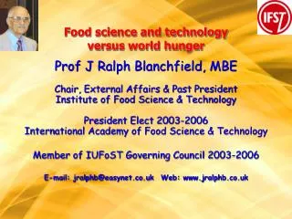 Food science and technology versus world hunger