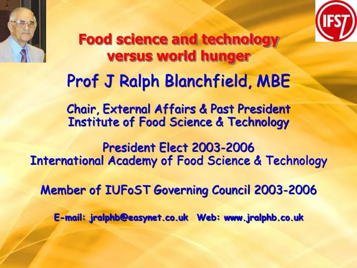 food science and technology versus world hunger