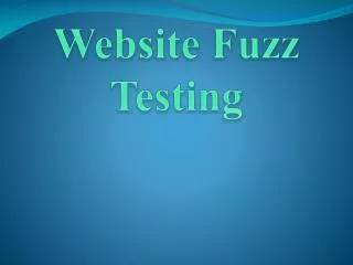 Website Fuzz Testing