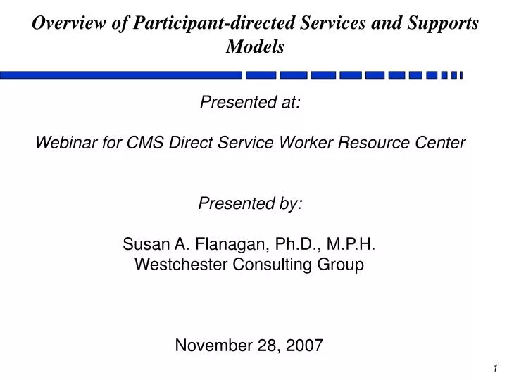overview of participant directed services and supports models