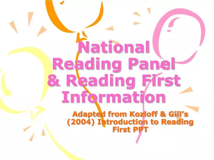 national reading panel reading first information