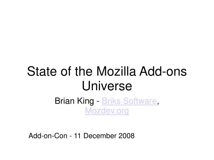state of the mozilla add ons universe