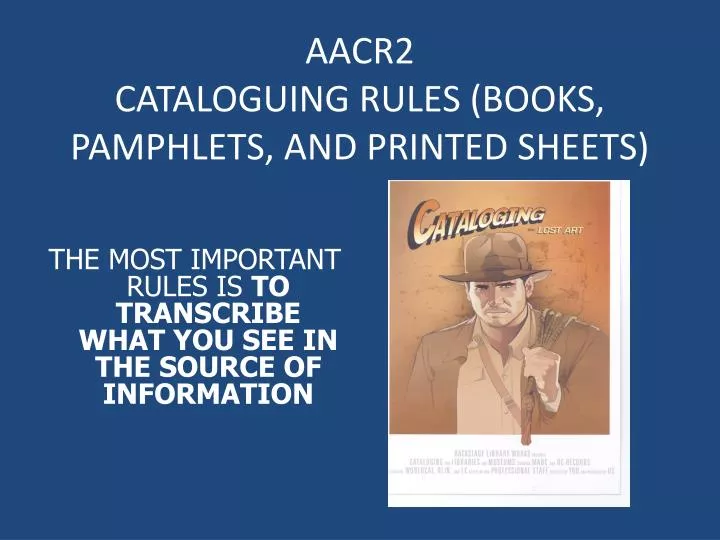 aacr2 cataloguing rules books pamphlets and printed sheets