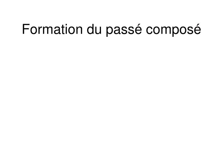 formation du pass compos