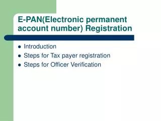 E-PAN(Electronic permanent account number) Registration