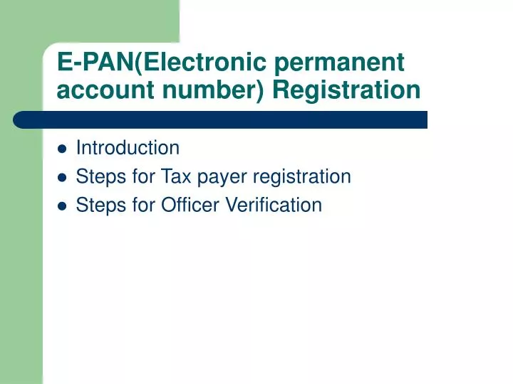 e pan electronic permanent account number registration