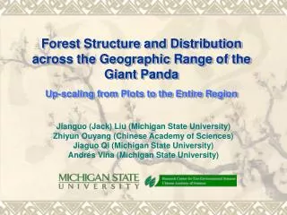 Forest Structure and Distribution across the Geographic Range of the Giant Panda Up-scaling from Plots to the Entire Reg