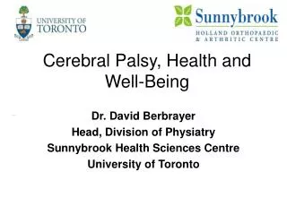 Cerebral Palsy, Health and Well-Being