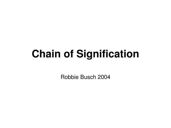 chain of signification