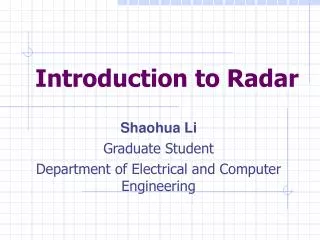 Introduction to Radar