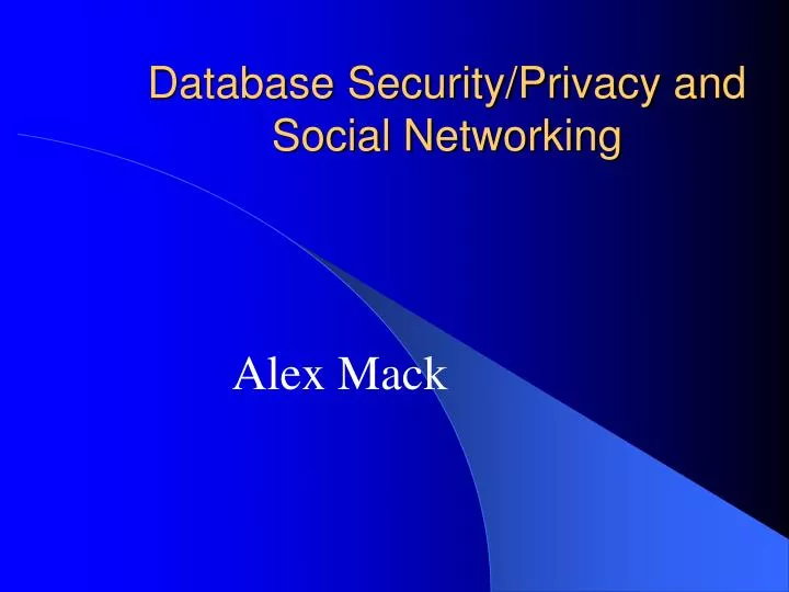 database security privacy and social networking
