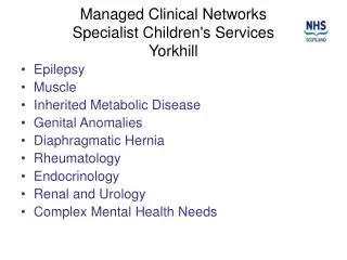 Managed Clinical Networks Specialist Children's Services Yorkhill