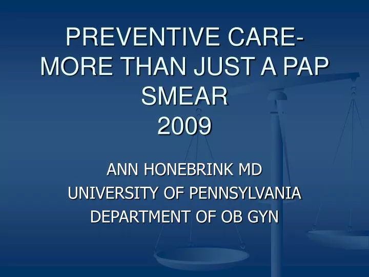 preventive care more than just a pap smear 2009