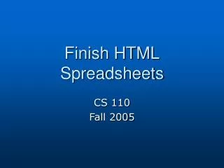 Finish HTML Spreadsheets