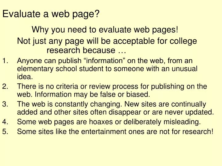 evaluate a web page