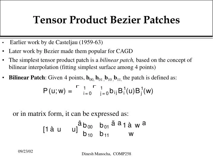 tensor product bezier patches