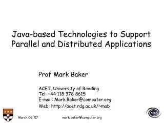Java-based Technologies to Support Parallel and Distributed Applications
