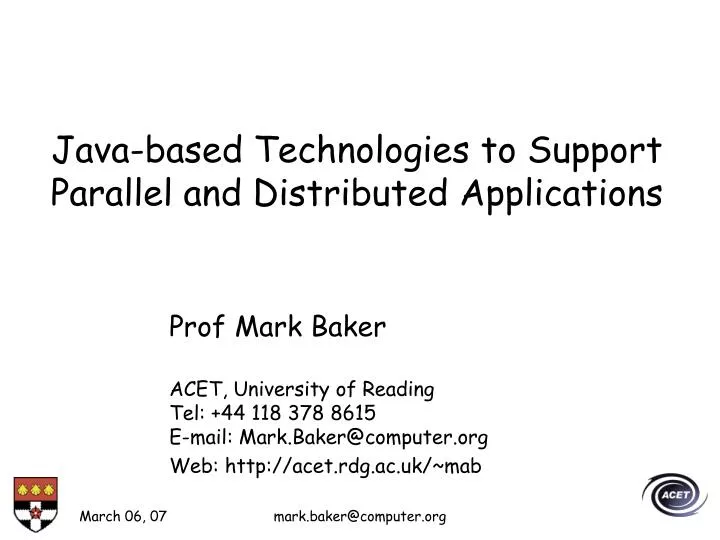 java based technologies to support parallel and distributed applications
