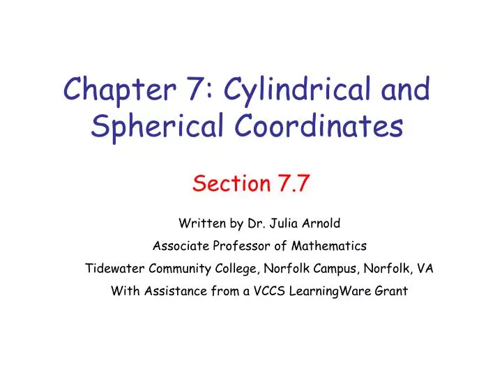 chapter 7 cylindrical and spherical coordinates