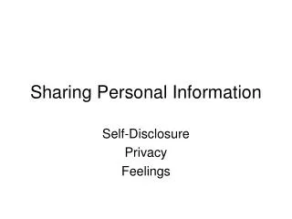 Sharing Personal Information