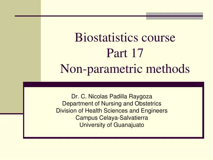 biostatistics course part 17 non parametric methods