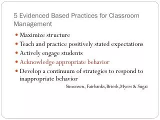 5 Evidenced Based Practices for Classroom Management