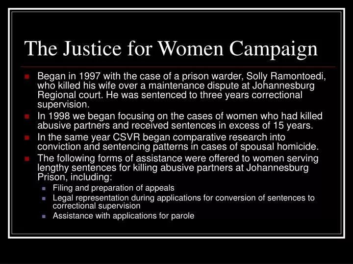 the justice for women campaign