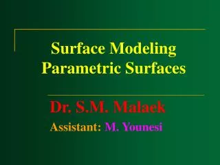 Surface Modeling Parametric Surfaces