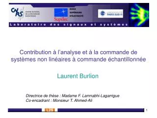 contribution l analyse et la commande de syst mes non lin aires commande chantillonn e